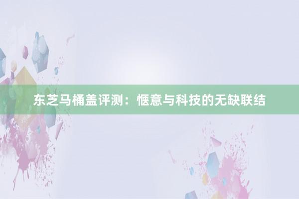 东芝马桶盖评测：惬意与科技的无缺联结