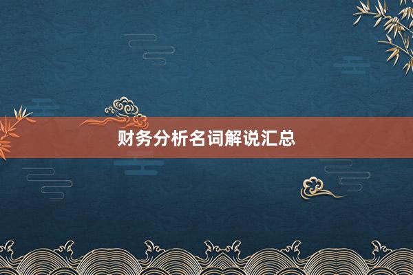 财务分析名词解说汇总
