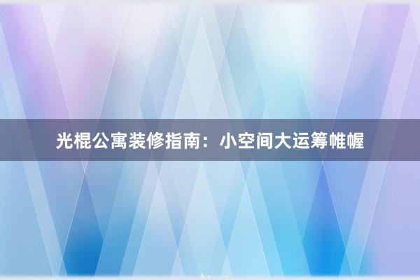 光棍公寓装修指南：小空间大运筹帷幄